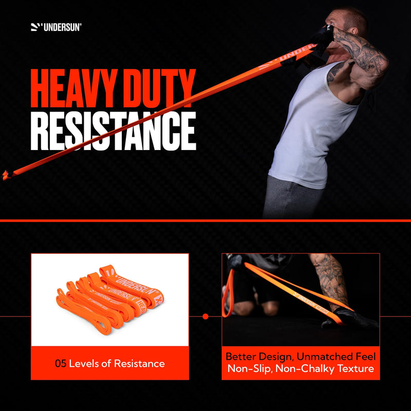 Undersun Resistance Bands for Working Out | Heavy Resistance Bands for Strength Training & Pull Up Assistance | Indoor/Outdoor, Gym, Home Exercise Bands Resistance Undersun Orange (Set of 2) - BeesActive Australia