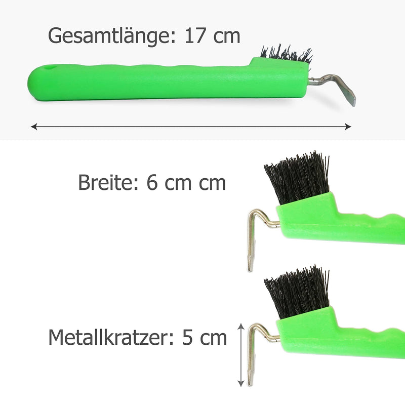 Hoof picker for horses, donkeys, goats hoof with extra stable brush and ergonomic handle (neon green (1x)) neon green (1x) - BeesActive Australia