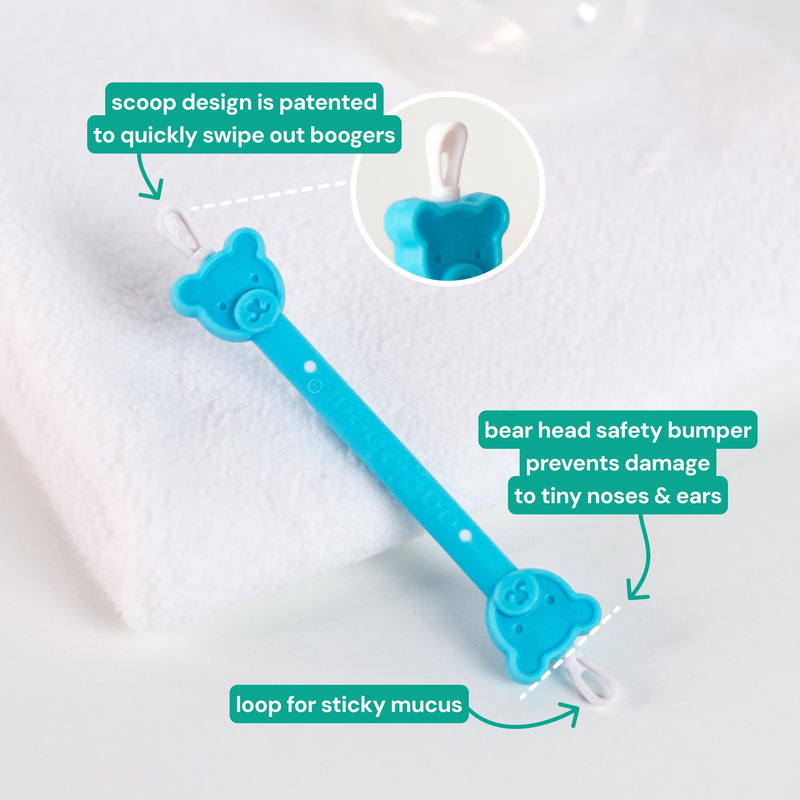 oogiebear BearPair FSA/HSA Eligible Silicone Bulb Baby Nasal Aspirator and Ear & Nose Syringe, Safely Sucks Snot and Removes Mucus, Cleanable and Reusable, Blue - BeesActive Australia
