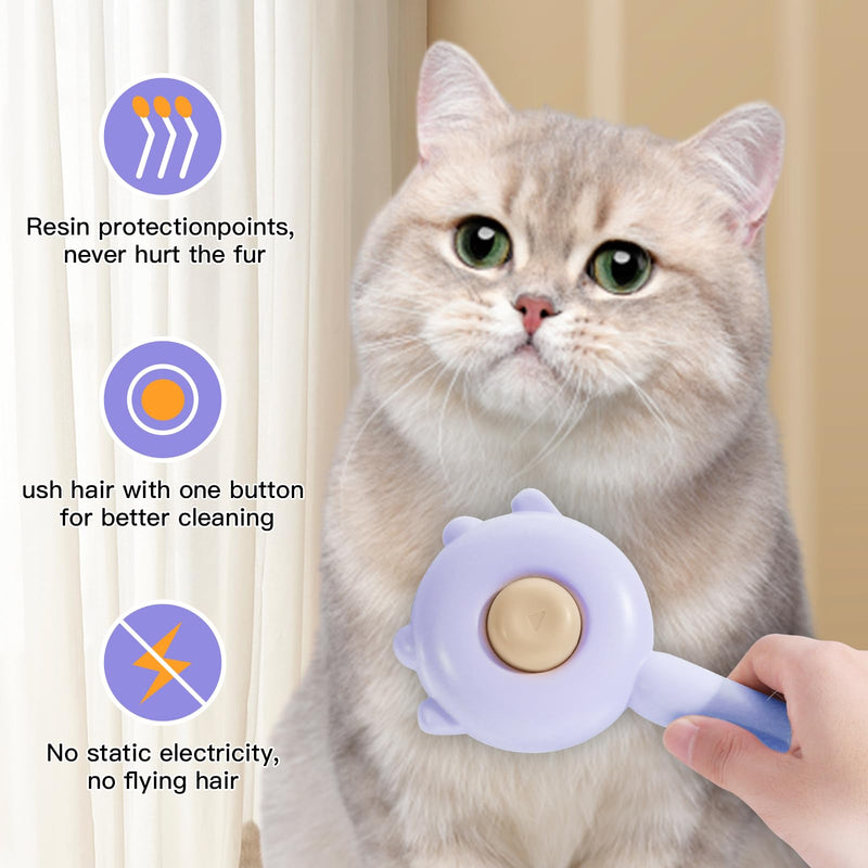 cat brush with release button - cat brush for indoor cat hair removal cat hair brush for long or short hair cats Cat nail clipper with round cutting holes(PURPLE) Purple - BeesActive Australia