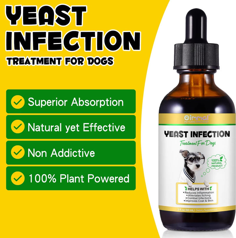 Yeast Infection Treatment for Dogs 60ml - Natural Antifungal Liquid for Itchy Skin, Ears & Paws, Fast Acting Dog Yeast Relief Drops