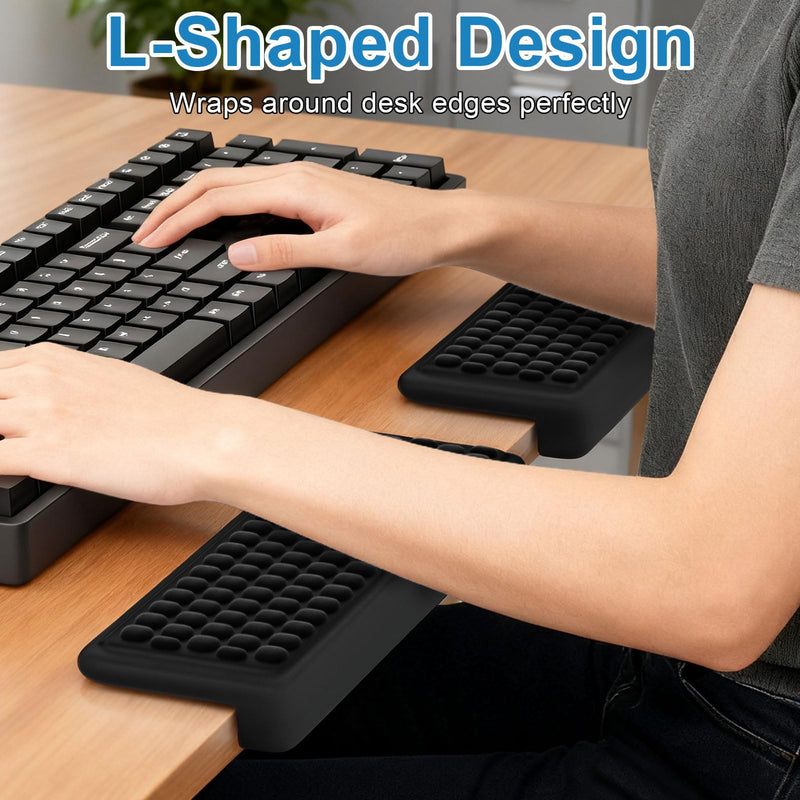 Arm Rest for Desk, L-Shaped Elbow Pad 2-Piece Set, Non-Slip Wrist Rest for Computer Keyboard Elbow Rest, Memory Foam Desk Wrist Support, Ergonomic Desk Edge Cushion for Office and Home Use - BeesActive Australia