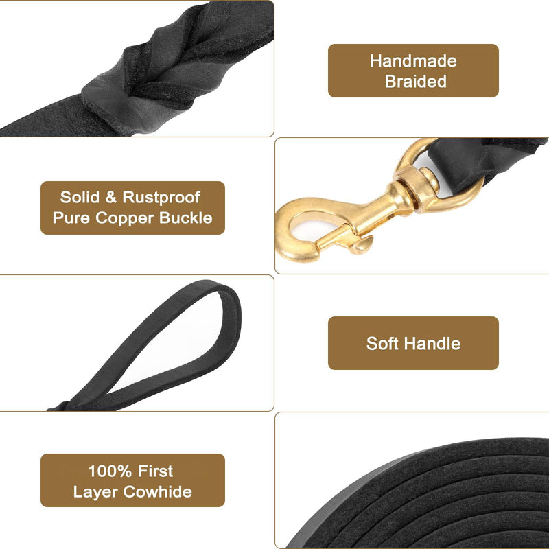 Guiding Star Leather Dog Leash 6ft, Dog Leashes for Large Dogs Heavy Duty, Soft Braided Handmade Leather Training Leash for Large & Medium Dogs (6ftx3/4inch, Black) 6ft x 3/4 inch - BeesActive Australia