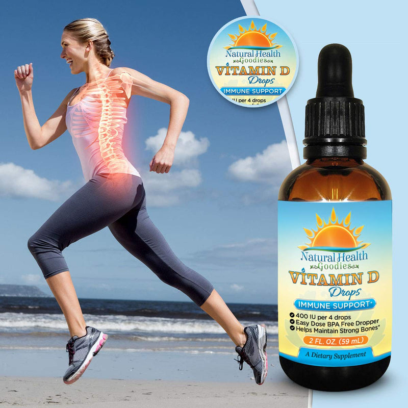 Kids Vitamin D Drops - 2 oz Liquid D3 | Pure Vit D3 Supplement - Supports Immune System & Bone Health - For Toddlers, Children, & Adults - Easy-Dose Dropper