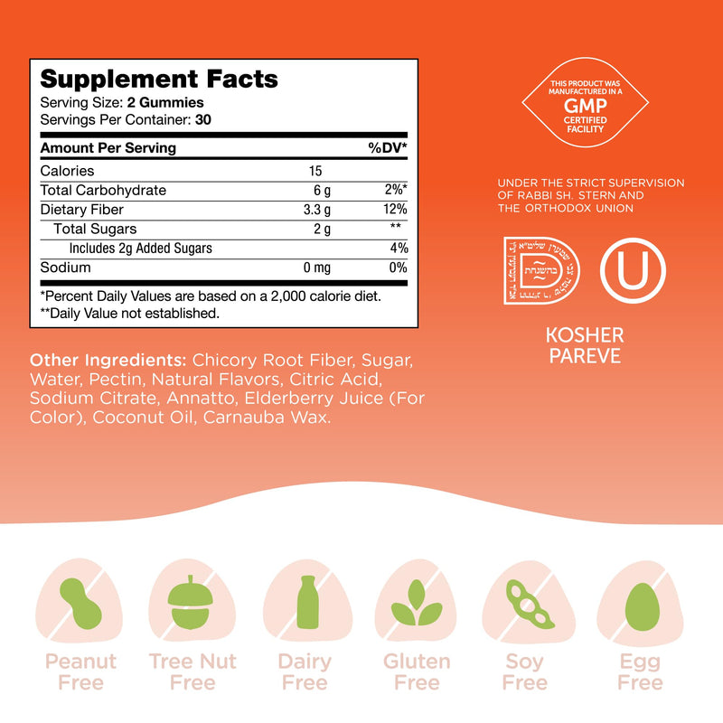 Zahler Chapter One Fiber Gummies - Soluble Fiber for Digestive Health Support - Flavored Gummies for Kids - Natural Chicory Root - Kosher, Dairy-Free, Gluten-Free & Vegetarian Friendly - 60 Count