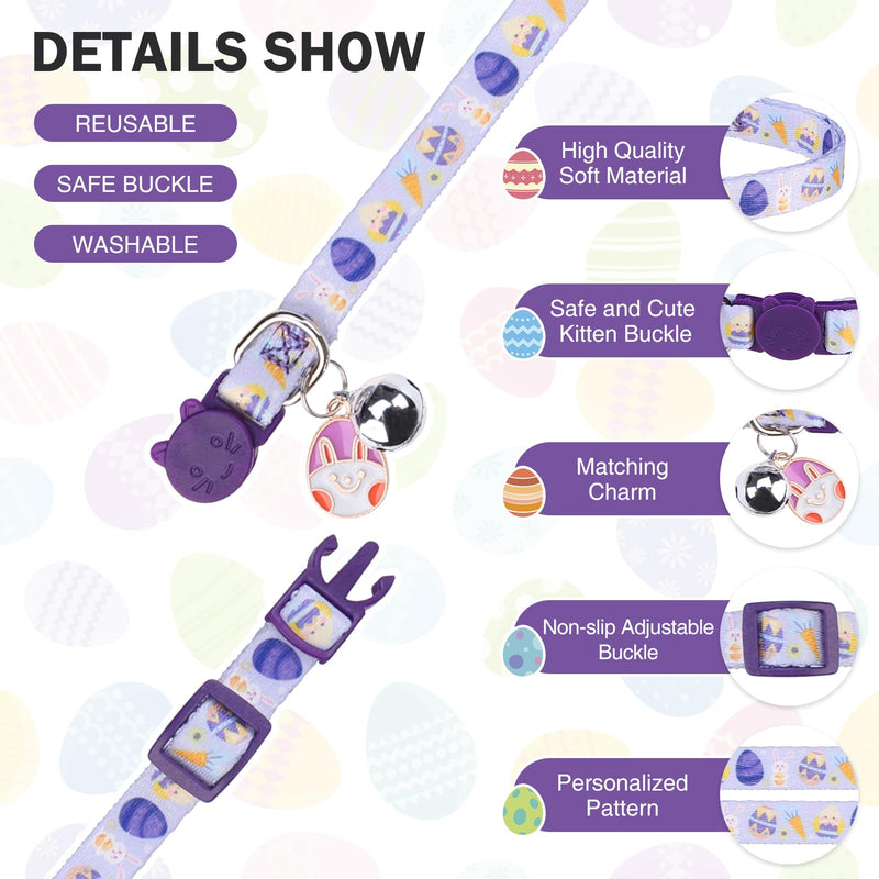 3 Pack Breakaway Cat Collars with Bell-Valentine's Day Cat Collar for Girl Boy Cats with Safety Buckle -St. Patrick's Day Easter Kitten Collar Adjustable 8"-12" for Kitty Puppy Small Pet Valentine's Day + Easter + St. Patrick's Day - BeesActive Australia