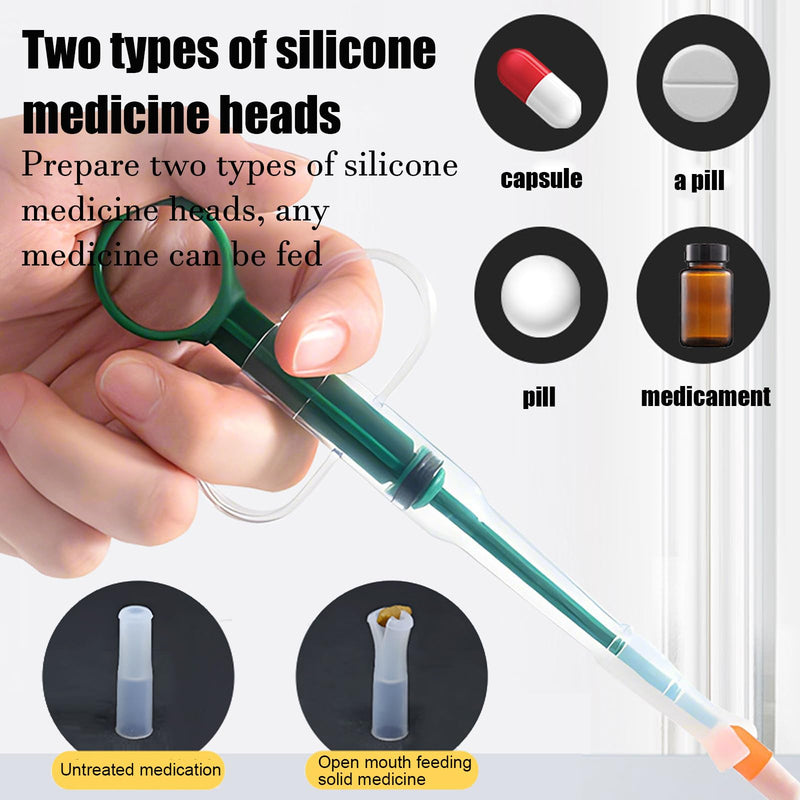 Pack of 2 tablet dispensers for cats, tablet dispensers for cats, pill assist cat pusher syringe, medication feeder, safety for small dogs, cats, pet swallowing aids (green, blue) - BeesActive Australia