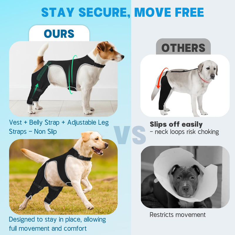 Dog Rear Leg Sleeve to Stop Licking, Adjustable Anti-Slip Recovery Sleeve Pants for Wound Protection After ACL/TPLO Surgery, Hot Spots, Lick Granulomas–Cone Alternative for Leg Healing,M