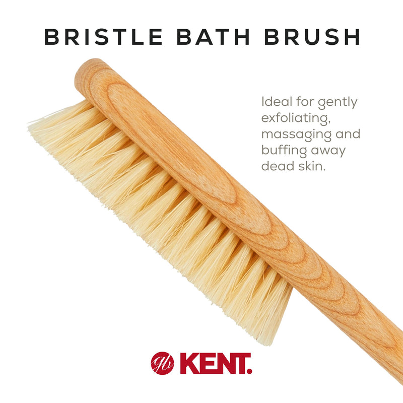 Kent FD5 Beechwood Wood Long Handle Shower Bath Body Brush. for Skin Exfoliate and Massage. 100% Boar Bristles. Best Back Body, Foot and Leg Scrubber Brushing for Wet and Dry Body. Made in England - BeesActive Australia