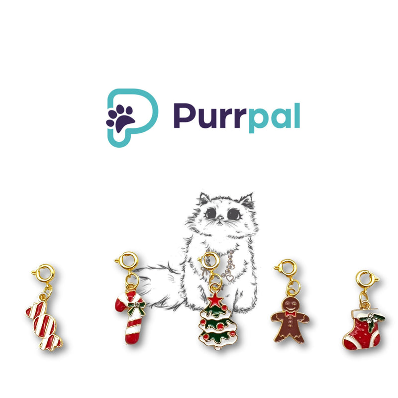 5 Pcs Easy DIY Charms Set - Pet Necklace Charms Set-Christmas Gift for Cat & Dogs - Cute Merry Christmas Pendant - Cat & Dog Necklace Collar Accessories - 18K Gold Plated & Enamel Pendant - BeesActive Australia