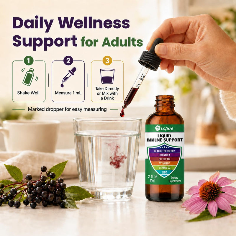 Zinc Quercetin Echinacea Elderberry Vitamin C D3 Liquid Immune Support | 6-in-1 Immune Defense Organic Drops for Adults, Vegan, Non-GMO, Gluten Free, 2 Fl Oz, 60 Servings 2 Fl Oz (Pack of 1)