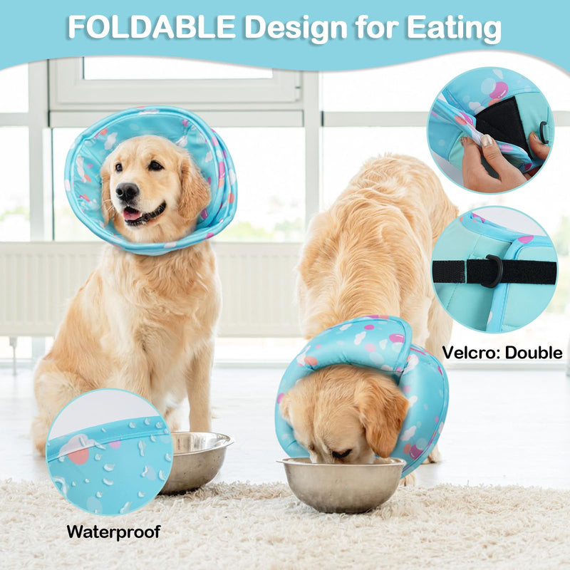 Hjumarayan Neck Collar Dog - Soft Leak Protection Dog Adjustable Dog Collar Leak Protection Waterproof Protective Collar Dog, Prevention of Injuries or Wounds Licks or Scratches (Blue L) Blue - BeesActive Australia