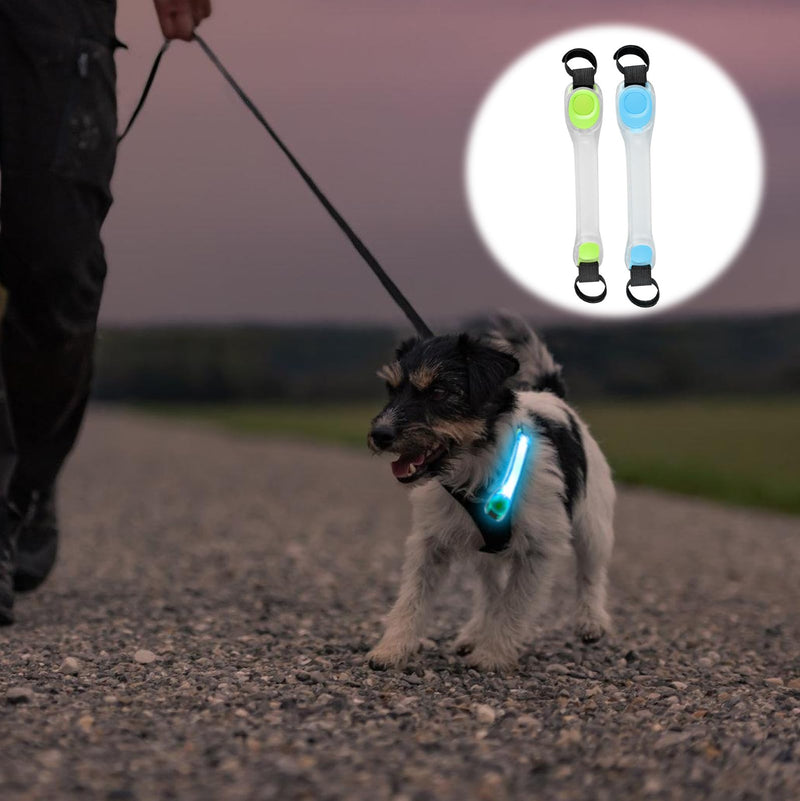 Pack of 2 safety LED light bands for dogs and cats, USB rechargeable safety light collar for dogs, LED light bands for pets with Velcro fastener, easy to attach to collar, leash, harness - BeesActive Australia
