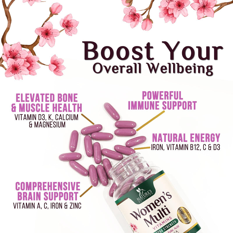 Multivitamin for Women - Complete Daily Womens Multivitamins with Calcium, Folic Acid, Vitamin A, C, D, E, & B Vitamins, Zinc and Iron - Vitamins for Bone, Energy & Immune Support - 60 Softgels 60 Count (Pack of 1)
