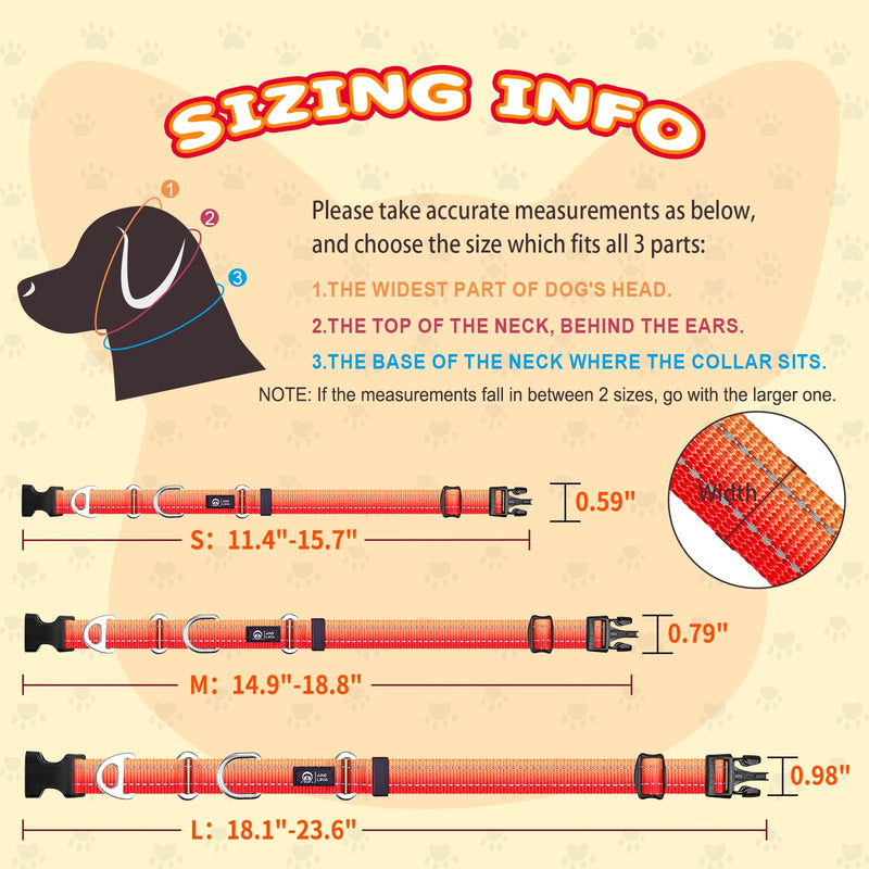 Arblina Martingale Dog Collar, Reflective Pull Stop Collar Dogs for Large Medium and Small Dogs, Nylon Pull Collar with Stop for Dogs Whippets, Greyhounds, Saluki, Orange, S - BeesActive Australia