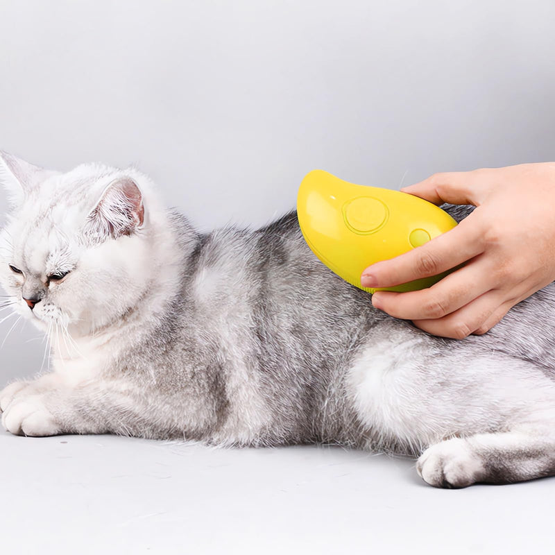 TOOVREN Cat Steam Brush, Self Cleaning Steam Cat Brush for Removing Tangled and Loose Hair, Steamy Cat Brush for Massage, Pet Hair Removal Comb for Cat and Dog（Yellow） yellow - BeesActive Australia