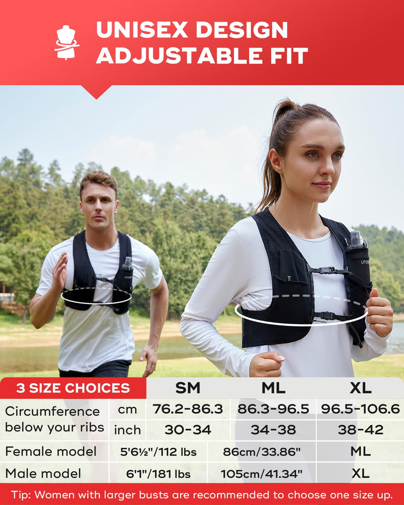 Running Vest for Women Men, Ultra-Light Minimalist Hydration Vest, Breathable Reflective Running Gear for Trail Hiking Jogging Vest Only SM (30-34 inch)