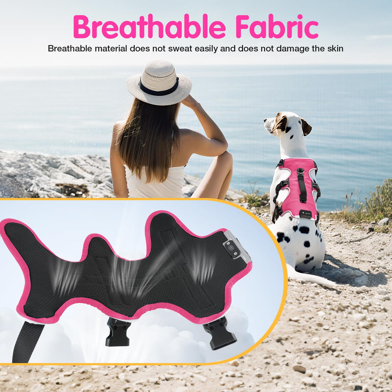 Jewyow Luminous Dog Harness, Rechargeable LED Dog Harness, LED Harness for Dogs with Soft Handle, 3 Adjustable Modes, Waterproof for Medium, Large Dogs, Pink-L Pink L - BeesActive Australia