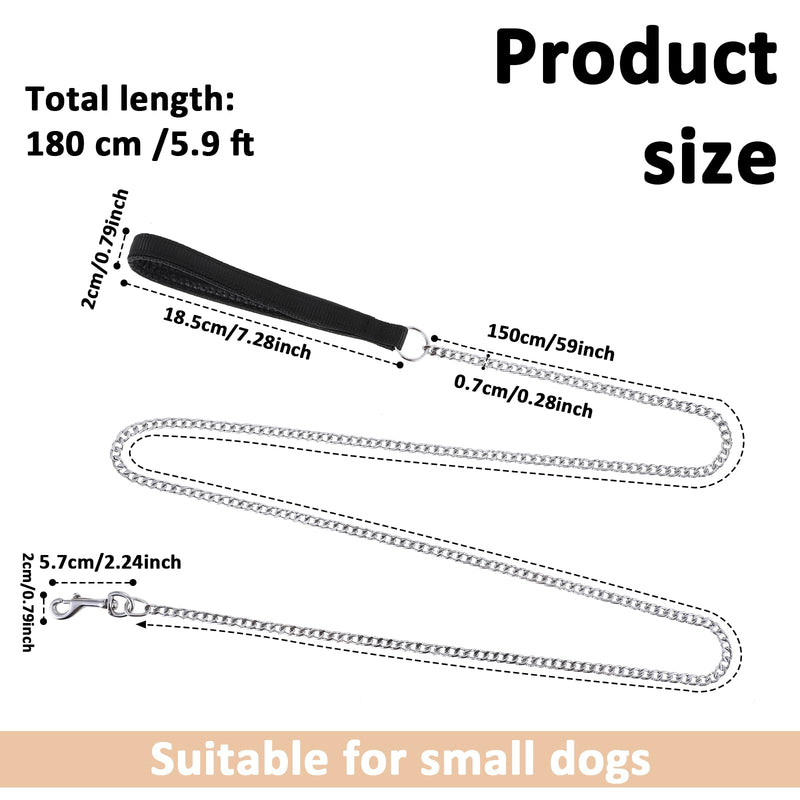 6FT Metal Dog Leash, 6FT Chew Proof Pet Leash Chain with Soft Handle, Stainless Steel Cuban Link Chain for Small Dogs Walking,Traffic Training Traveling - BeesActive Australia