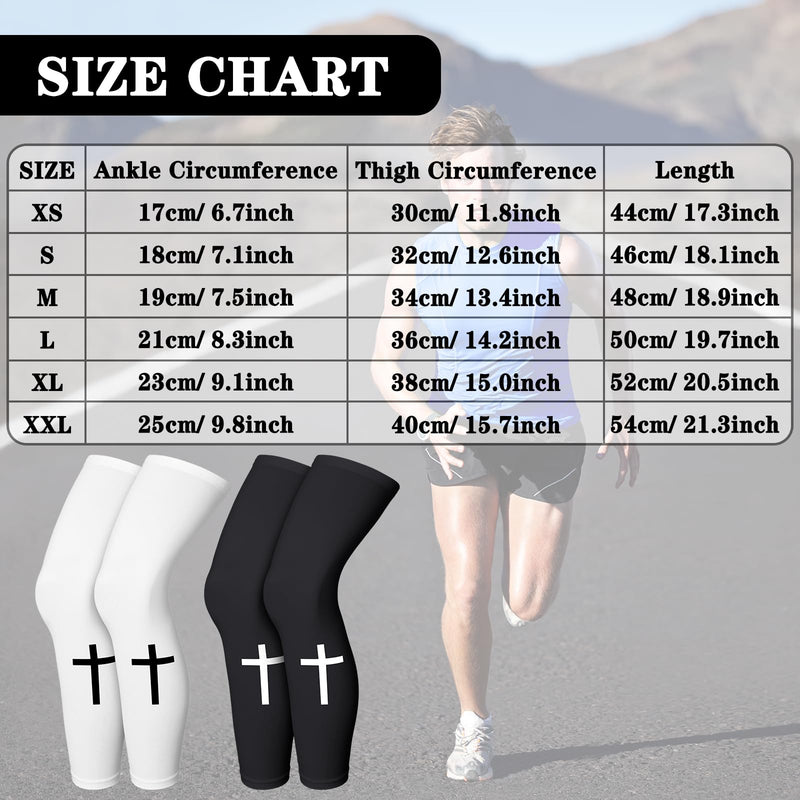 Skylety 2 Pairs Faith Cross Compression Leg Sleeve Religious Jesus Full Length Leg Sleeves for Footall Basketball Cycling Small - BeesActive Australia