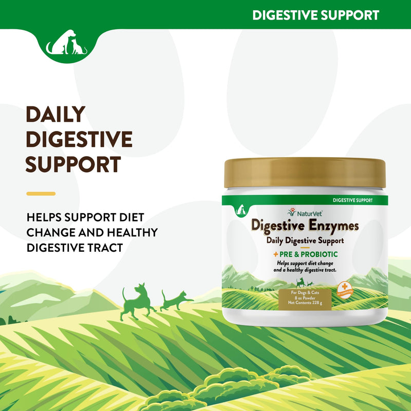 NaturVet – Digestive Enzymes for Dogs - Plus Probiotics & Prebiotics | Helps Support Diet Change & A Healthy Digestive Tract | for Dogs & Cats | 8 oz Powder - BeesActive Australia