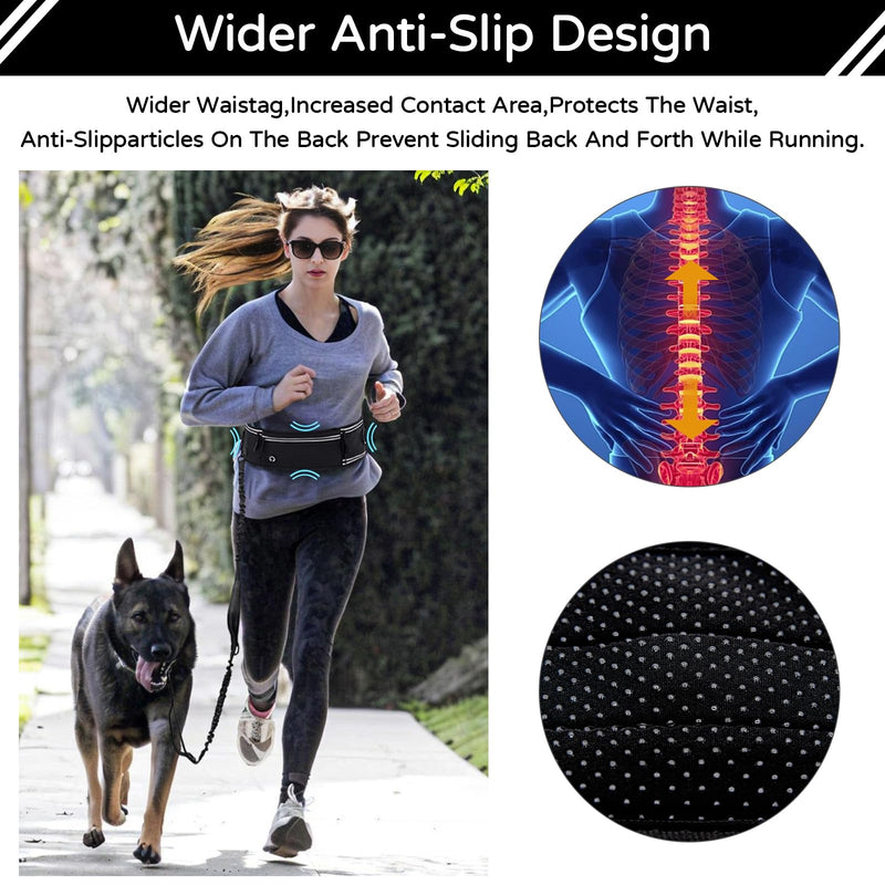 Skmeditec Hands Free Dog Leash with Waist Bag for Large Dog Walking, Shock Absorbing Bungee Leash with Zipper Pouch for Running, Dual Padded Handles & Adjustable Waist Belt 1 Dog - BeesActive Australia