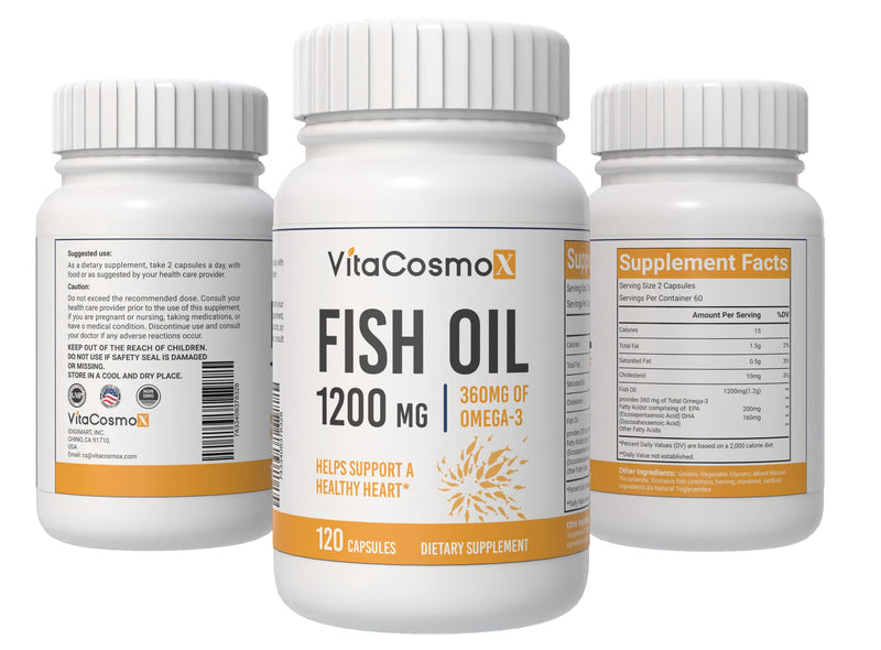 Omega-3 Fish Oil 1560mg, Triple Strength EPA & DHA, 120 Softgels - 60 Servings, Gluten Free, Non-GMO, and Vegetarian Friendly