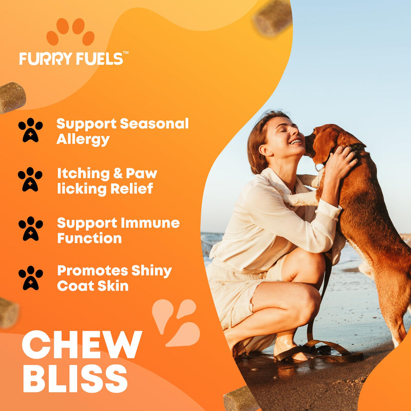 Dog Allergy Relief - 120 Count - Dog Allergy Chews Dog Itching Skin Relief for Seasonal Allergies - 10-in-1 Soft Dog Anti Itch Relief for Dogs Probiotics for Skin & Coat Supplement - Chicken Flavor - PawsPlanet Australia