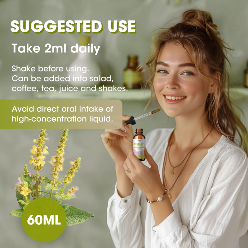 Mullein Drops for Lungs – 15,000mg Mullein Leaf Extract with Marshmallow Root, Perilla & Astragalus for Respiratory Support, Immune Boost & Lung Detox, Natural Herbal Formula, Vegan, 2 fl oz - BeesActive Australia