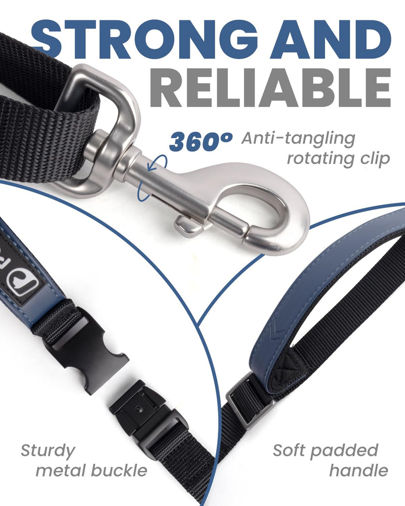 Reinforced Crossbody Dog Leash, 4–6ft Adjustable Multifunction Leash with Dual Padded Handles, Durable Nylon Lead Featuring Solid Metal Clips for Daily City & Park Walking - BeesActive Australia