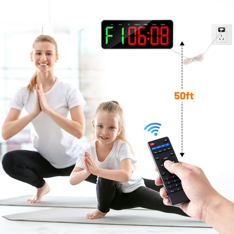 Upgraded Gym Timer Clock for Tabata/FBG/EMOM - Large Workout Clock for Home Gym with Remote Control, Count Down & Up | Stopwatch, Fitness Digital Timer for Home/Yoga/Boxing/Garage - BeesActive Australia