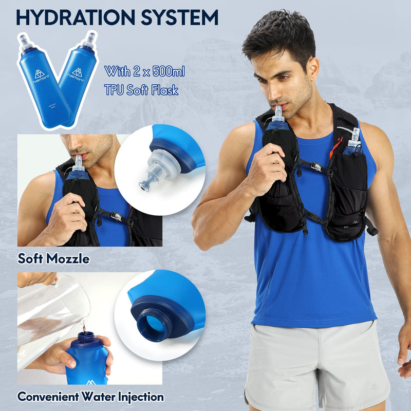 Haimont Running Hydration Vest, 5L Lightweight Runner Vest Pack for Women Men, Trail Running Black Large - BeesActive Australia
