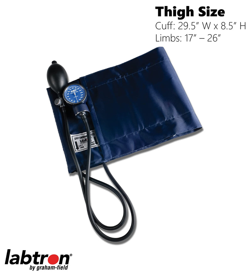 Graham-Field Manual Blood Pressure Monitor – Adult Thigh Size, Blue BP Cuff with Aneroid Gauge and Carry Case