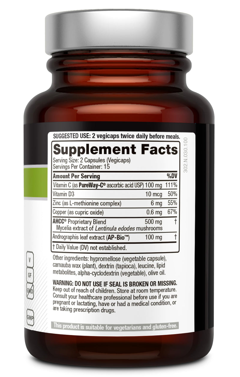 Quality of Life Immuno Complex – Includes AHCC Mushroom Extract, Vitamin C, Vitamin D3, Copper, Zinc (Pack of 2) 30 Count (Pack of 2)
