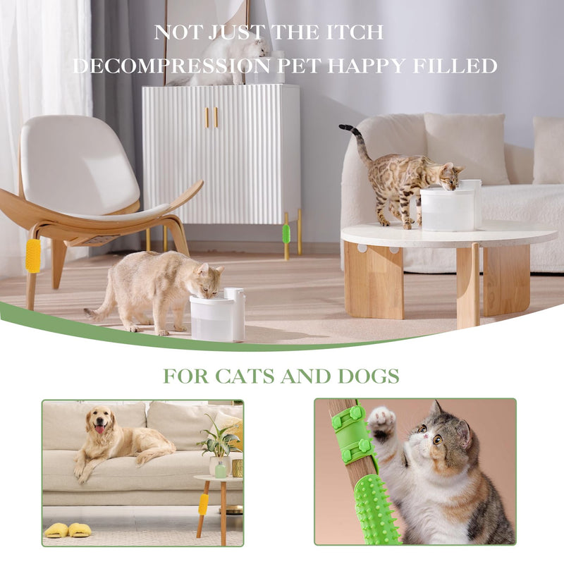 3-piece cat hair brush, soft 2-in-1 animal brush made of silicone for pets, tickling massage brush for short and long-haired cats and dogs, cat scratching board for table legs and climbing frames - BeesActive Australia