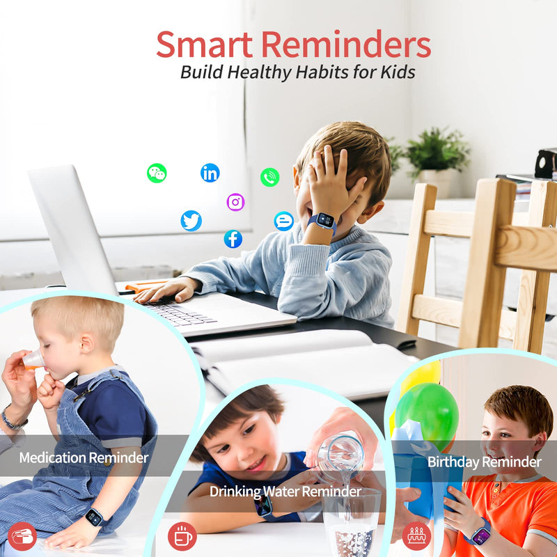 Kids Fitness Tracker Watch, IP68 Waterproof Smart Watch with 19 Sport Modes, Pedometer, Heart Rate Monitor, 19 Sports Modes, Great Gift for Kids Blue - BeesActive Australia