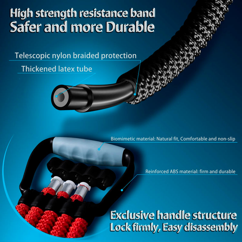 5-Level Chest Expander with Adjustable Resistance Bands, Exercise Band with Handle, Suitable for Men and Women of Different Strength Classes Fitness, Yoga, Training Home Gym Equipment Black