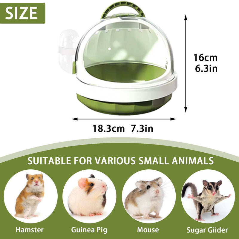 DXQCHDUO Portable Hamster Cage with Water Bottle Guinea Pig Carrier Bag Small Pet Carrier Hamster Travel Bag Handle Handheld Cage Plastic (Green) Green - BeesActive Australia
