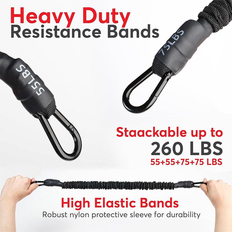 Pull Up Assistance Bands 260lbs – Heavy Resistance Bands for Pull Ups with Feet Rest, Height Adjustable Pull Up Bar Bands, Strength Training Workout Equipment Black