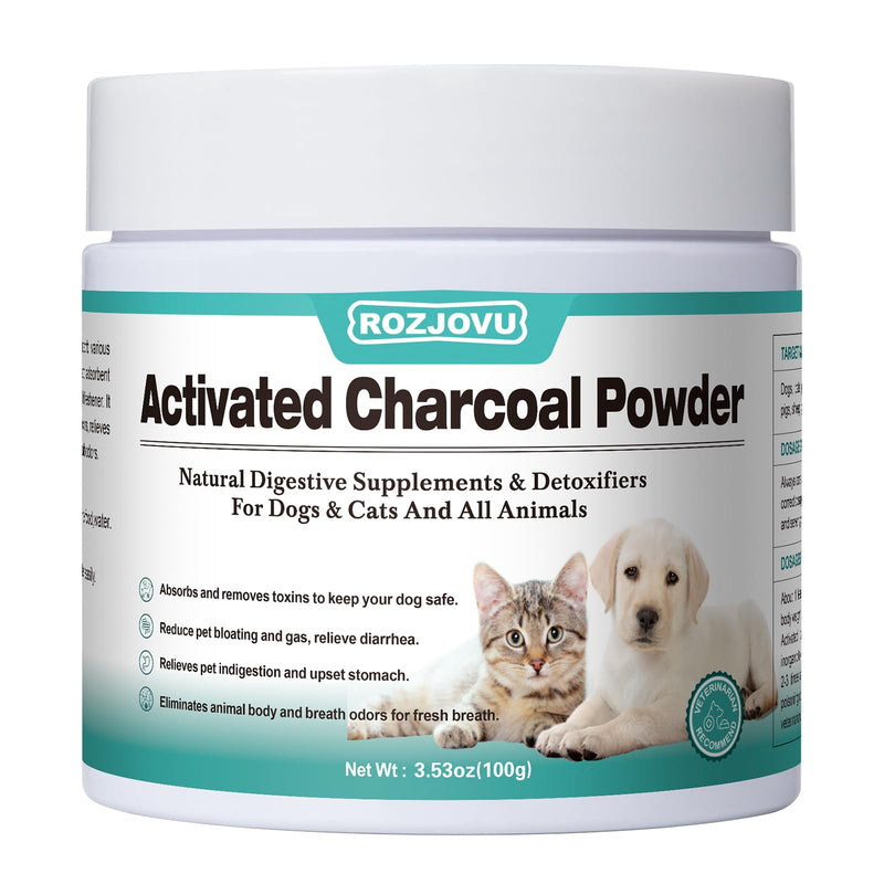 Activated Charcoal for Dogs, Cats, and All Pets, Charcoal for Dogs Poisoning, Digestive Health, Gas & Liver Support, Non-GMO, Gluten Free,3.53oz(Powder) 3.53oz - BeesActive Australia