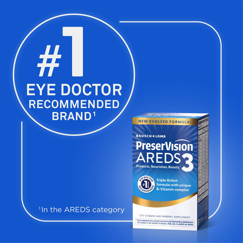PreserVision AREDS3 Eye Vitamins AREDS2 Formula + B-Complex 160 Softgels | Macular support supplement*, lutein & zeaxanthin, #1 eye doctor recommended brand1, 8 B-vitamins, 160 softgels