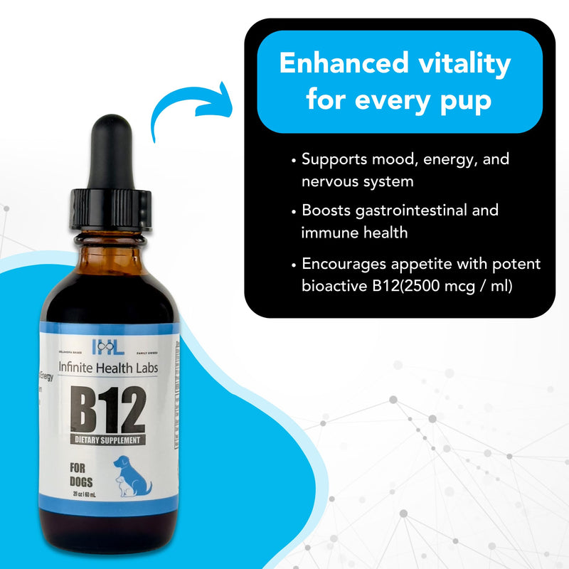 Liquid Vitamin B-12 for Dogs - Methylcobalamin Liquid Supplement for Pets - Dog Vitamins for Medium & Large Breed - Pet Vitamins and Supplements - Dog Multivitamins Liquid - PawsPlanet Australia
