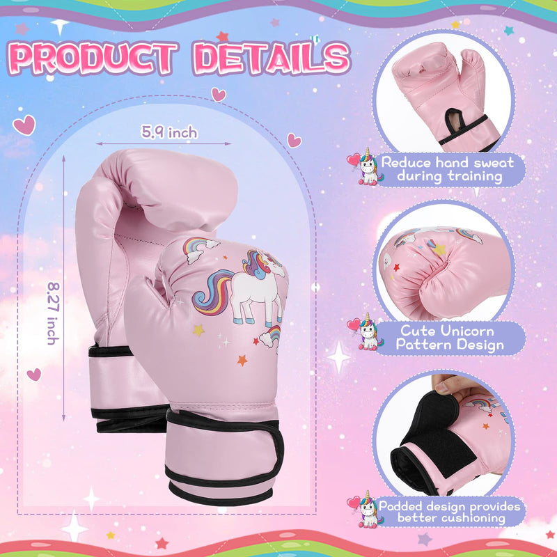 Boxing Headgear and Gloves Set for Kids 6oz Boxing Gloves and Wrestling Headgear Sparring Equipment for Boxing Kickboxing Muay Thai BJJ Karate Training Pink Unicorn