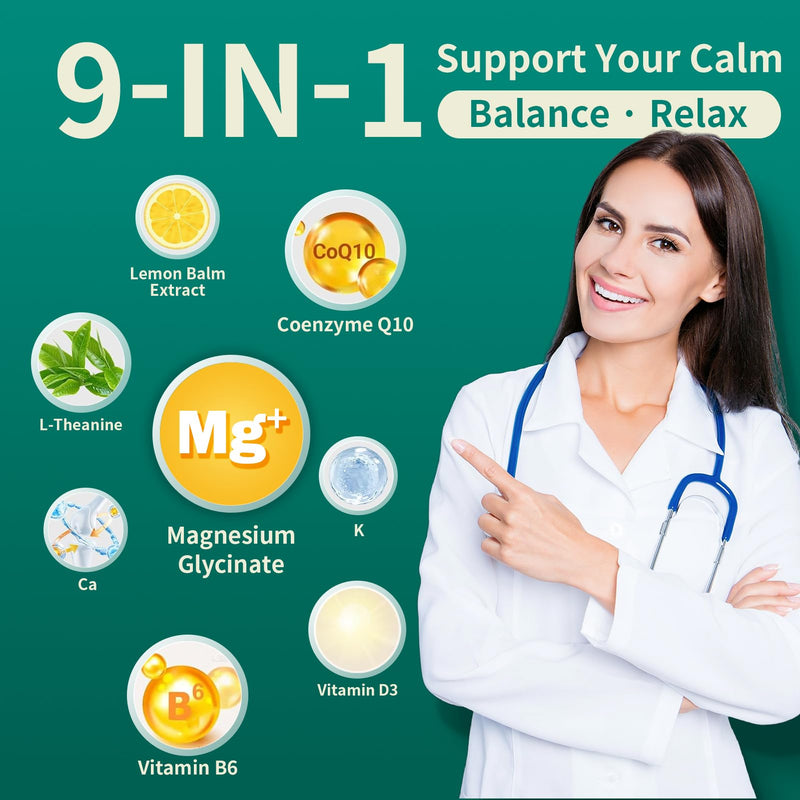 Magnesium Glycinate Gummies 300mg with Calcium, Vitamin D3 & B6 – 90 Count | Sugar-Free, Vegan, Non-GMO – Supports Relaxation, Bone Health & Muscle Function, Individually Wrapped, Low-Allergy Formula