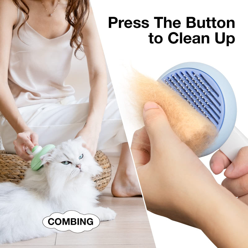 Self-Cleaning Slicker Brush for Pet Grooming: Removes Tangles, Loose Undercoat & Mats from Cats & Dogs (Blue) Blue - BeesActive Australia
