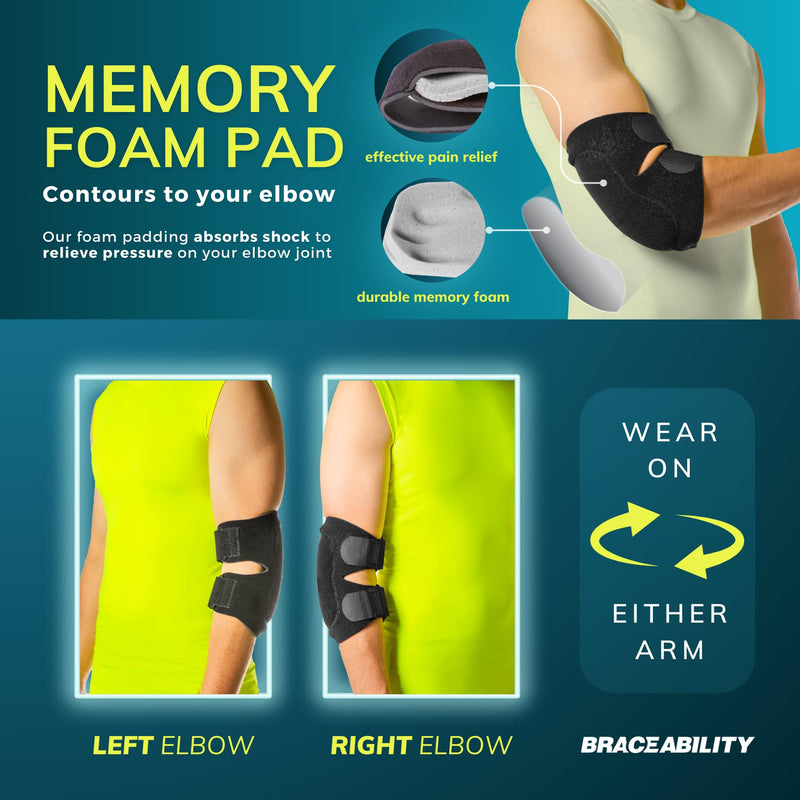 BraceAbility Bursitis Elbow Pad Brace | Compression Arm Sleeve Wrap with Padded Soft Support Cushion for Olecranon Joint Pain, Bursa Protection, Arthritis & Tendonitis Relief (S/M) S/M