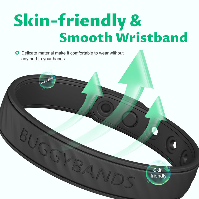 Mosquito Repellent Bracelets, 2 Pack Silicone Mosquito Repellent Bands with DEET Free, Natural & Waterproof Bug Wristbands for Kids and Adults, Outdoor Traveling Protection (Black&Grey) - BeesActive Australia