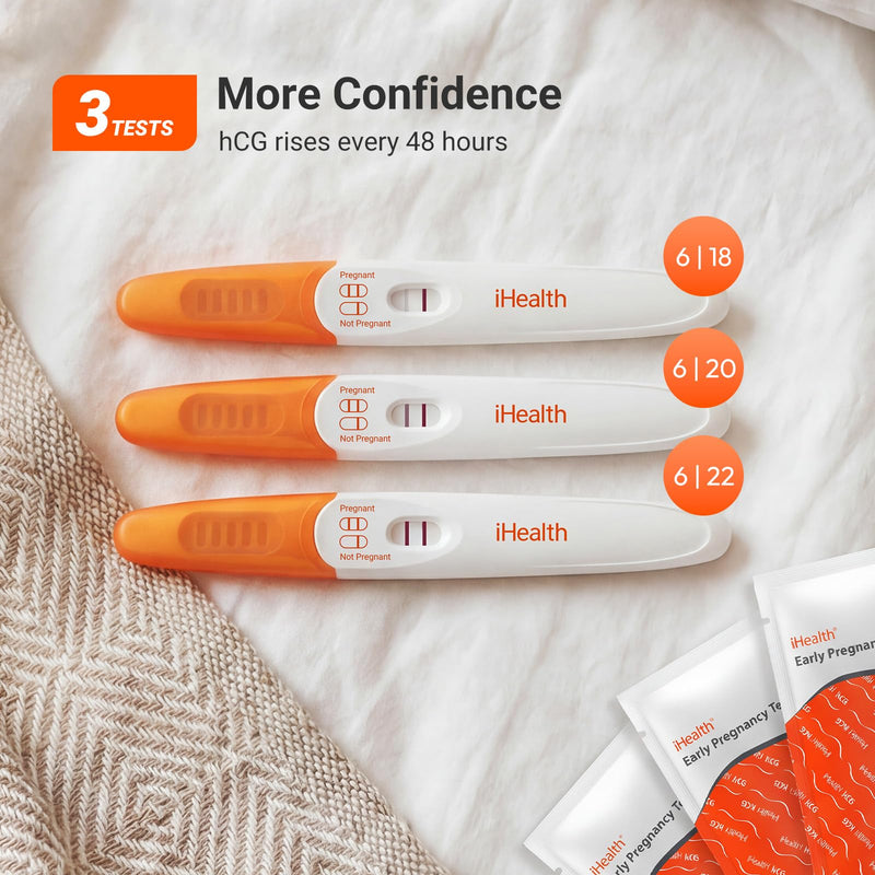 iHealth Pregnancy Test 3-Pack, Early Detection Ultra-Sensitive Results 6 Days Before Missed Period, Over 99% Accurate. Easy at-Home Fertility HCG Test Kit, Individually Wrapped, Pruebas de embarazo 3 Pack - BeesActive Australia