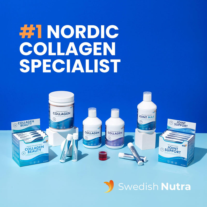 Swedish Nutra Marine Collagen 10,000 mg Liquid, 500 ml, 20 Day | 10,000mg marine collagen with hyaluronic acid, biotin & vitamin C for healthy hair, skin, nails & joints; sugar-free Liquid Marine Collagen 10000mg x 500 ml