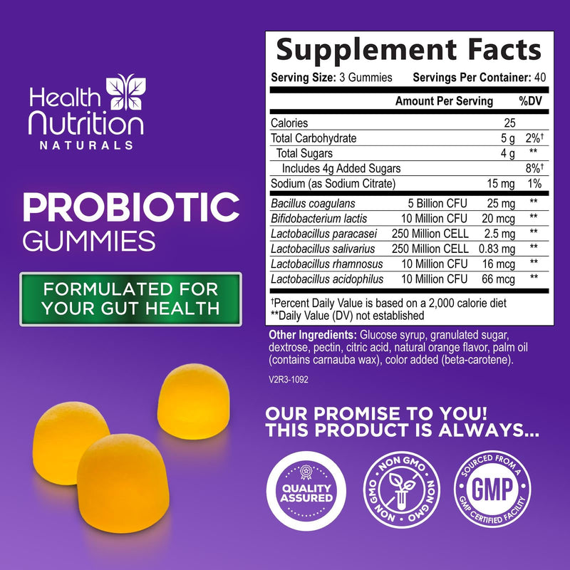 Probiotic Gummies for Women & Men - Advanced Multi-Strain Probiotic Formula - Gut & Digestive Health Support Gummy for Occasional Bloating - Daily Acidophilus Probiotics Supplement - 120 Gummies 120 Count (Pack of 1)
